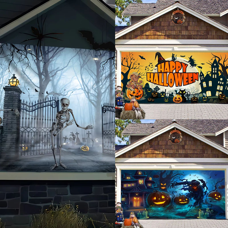 Outdoor Power Garage - Geen stroom nodig Halloween garagedeurbanner Grote