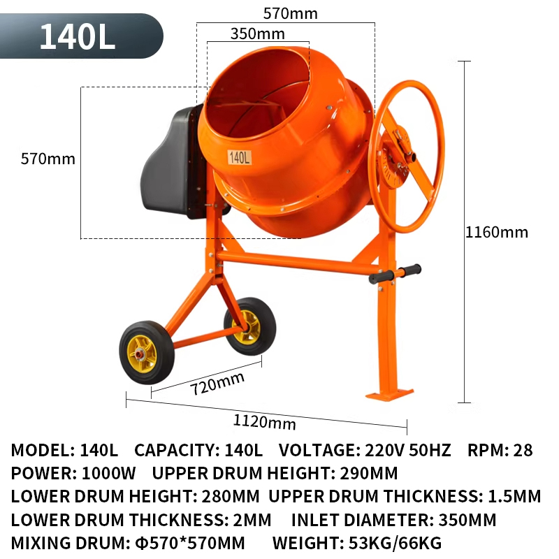 120L Voedermenger Compacte Cem - Concrete Mixer Small recensie en prijs