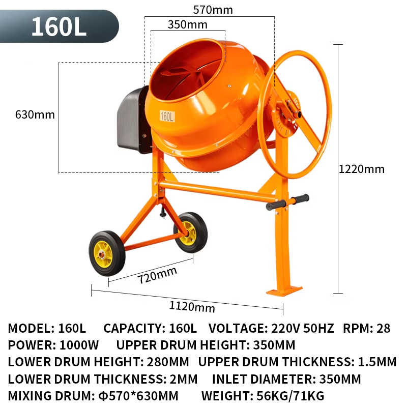 120L Voedermenger Compacte Cem - Concrete Mixer Small recensie en prijs